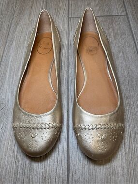 Jack Rogers Delfino Matte Metallic Gold Leather Flats Size 8.5